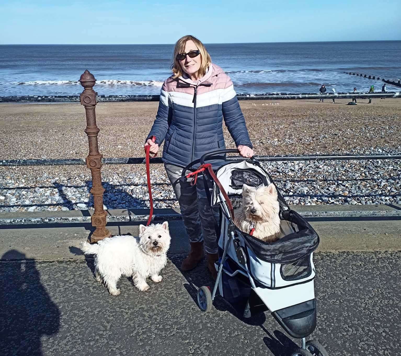 Sue and their two Westies are following Jim in a motor home. Picture: Jim Morton