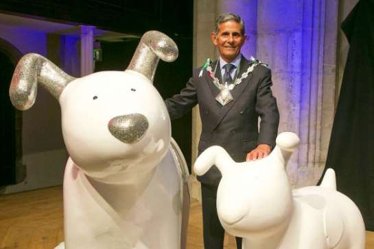 Ashford Mayor Cllr Winston Michael with the sculptures.