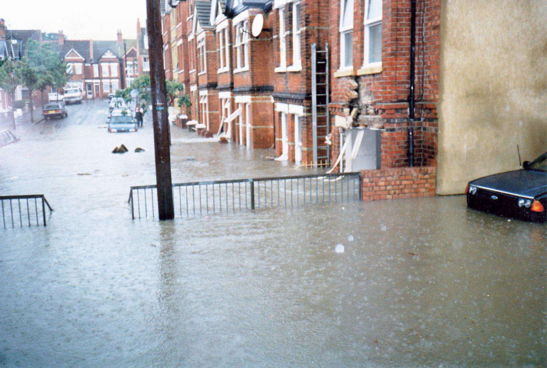 This was Edward Road after the rainfall. Picture by Pam Dray in the book Folkestone and District Through Time, Amberley Publishing.