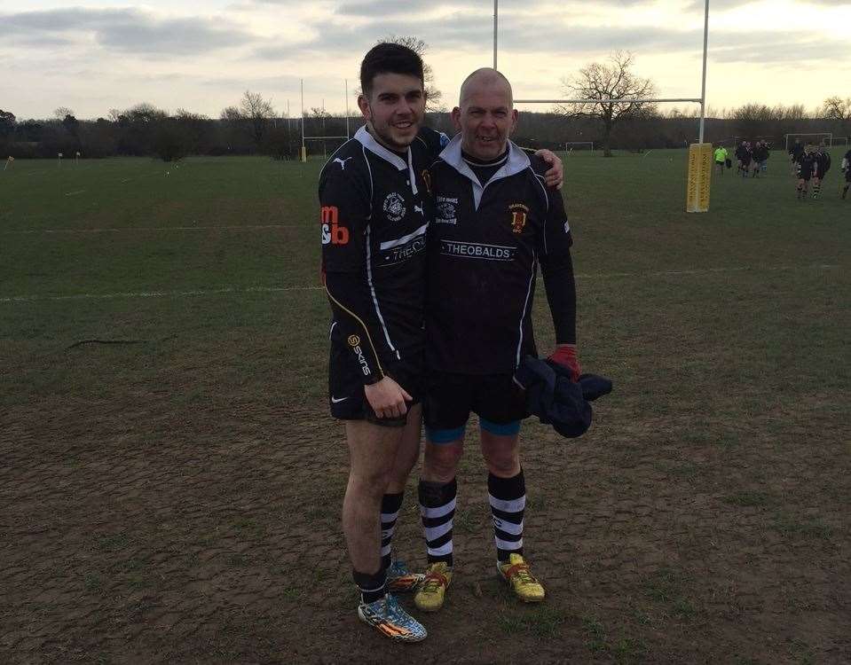 From left: Son Aaron and dad Brian. Picture: Aaron Rayner