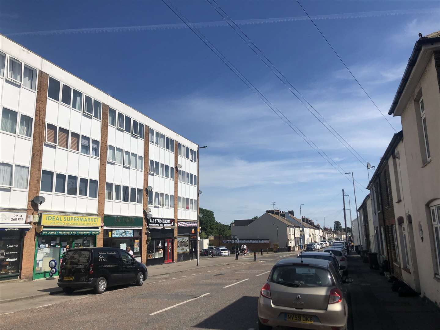 The child fell from the top floor of flats in Station Road, Rainham