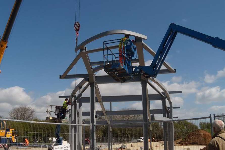 The metal structure is on target - despite the rain