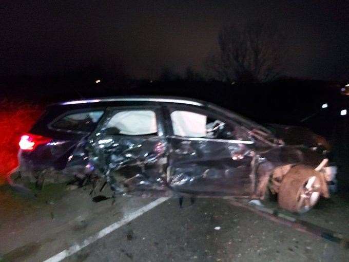 A car was involved in a collision with a tree on Leysdown Road, Warden. Picture: Kent Police Swale