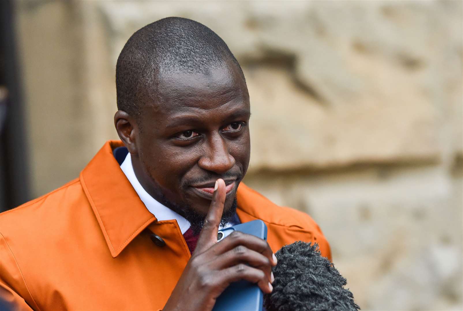 Benjamin Mendy speaking to the media as he leaves Chester Crown Court having been found not guilty of one count rape and one of attempted rape (Peter Powell PA)