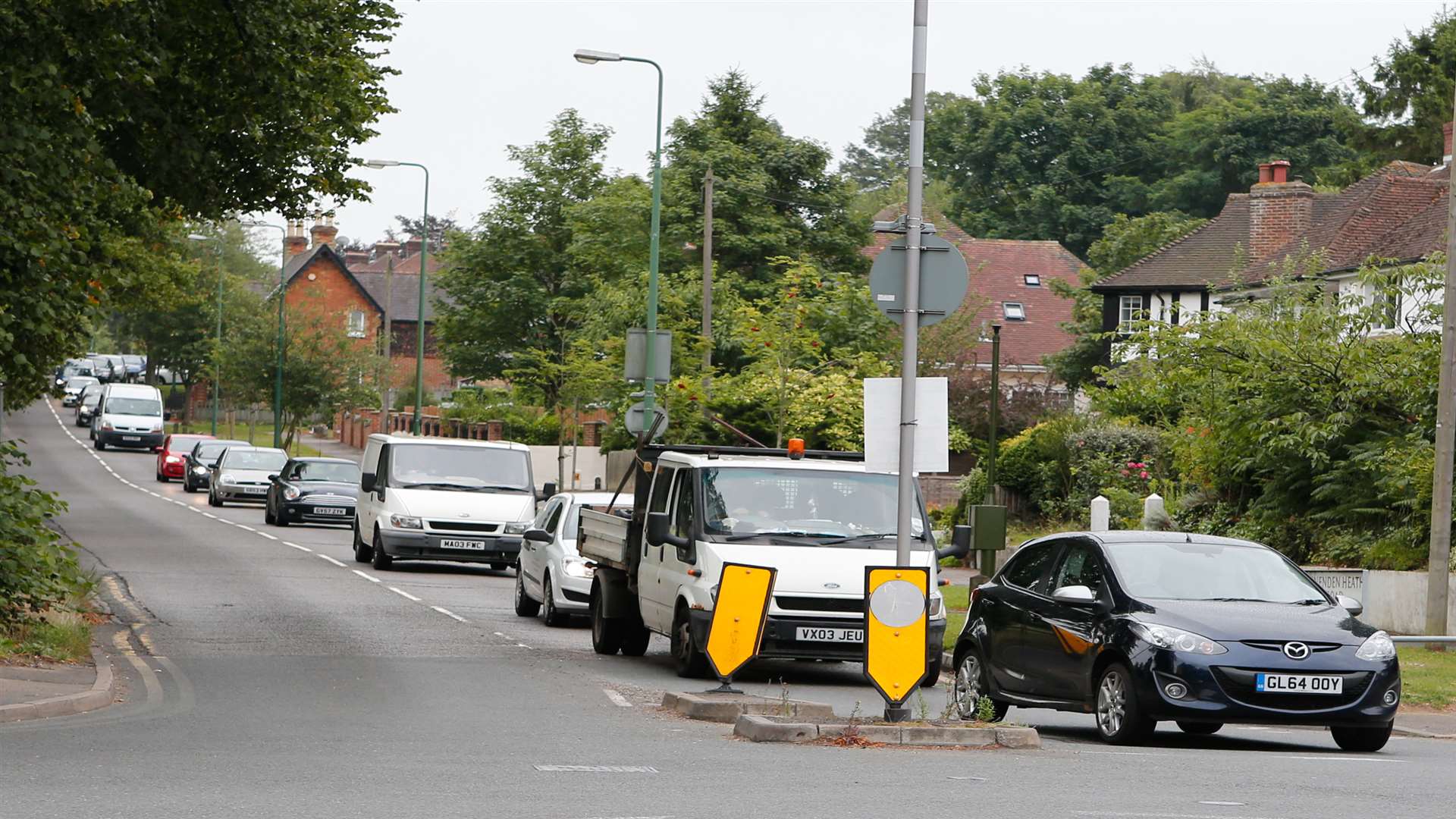 Traffic backed up along Penenden Heath Road following the closure of the M20. Picture: Matthew Walker.