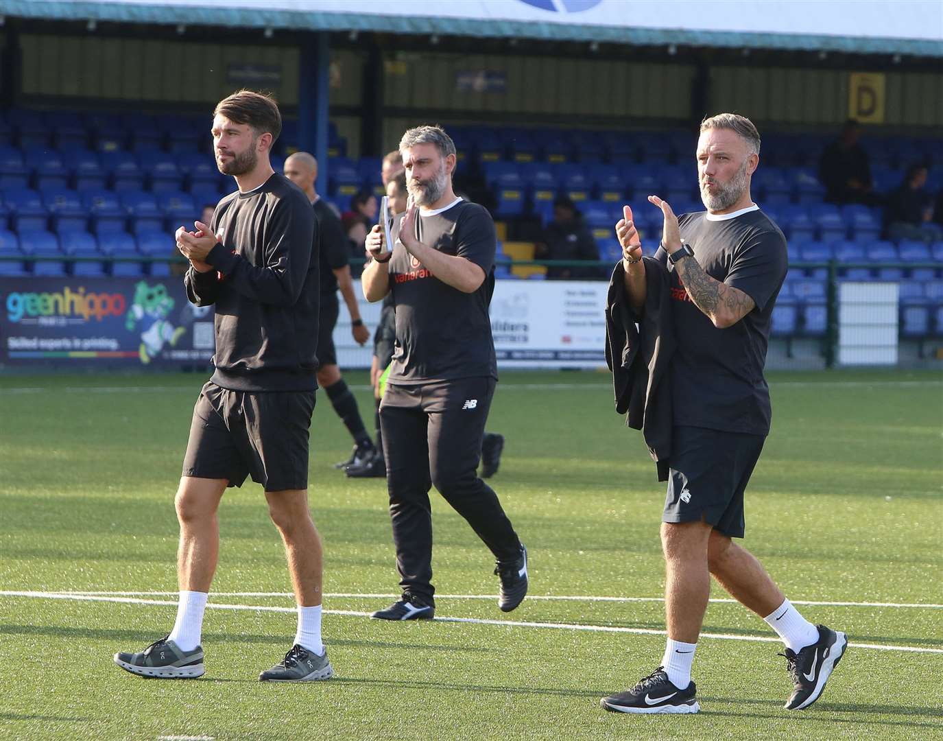 Tonbridge Angels' management team of Tom Parkinson, Lloyd Blackman and Jay Saunders. Picture: Dave Couldridge