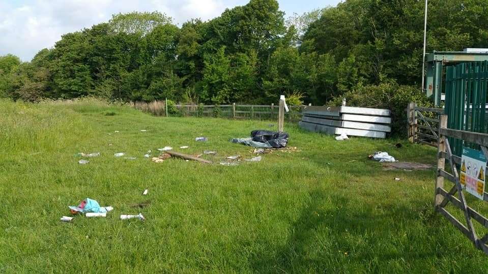 The abandoned camp site at West Hythe Dam