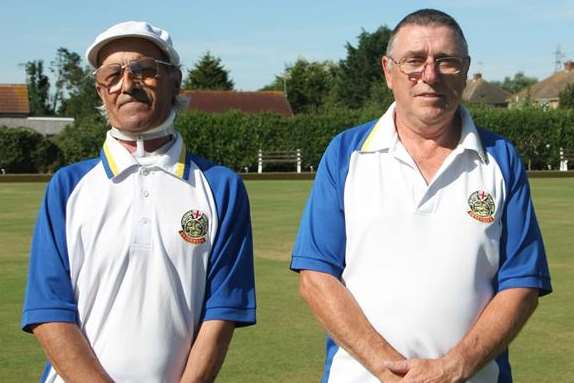 National over-55 doubles finalists Les Jeffrey and Gary Piper