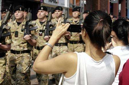 Hundreds turned out to welcome home soldiers from the 2nd Royal Tank Regiment