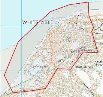 Map showing where the dispersal order will be issued. Picture: Kent Police