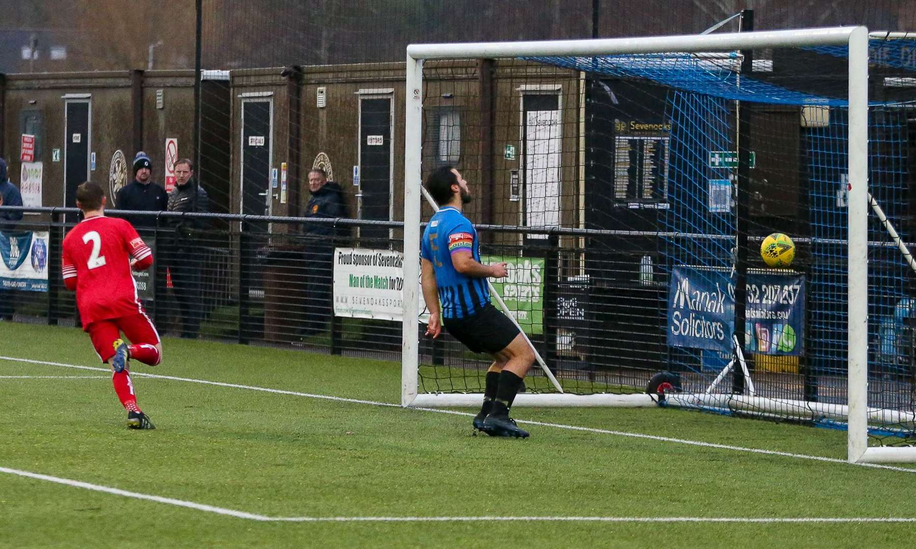 Jake Mackenzie wheels away after scoring Whitstable's winner at Sevenoaks Picture: Les Biggs