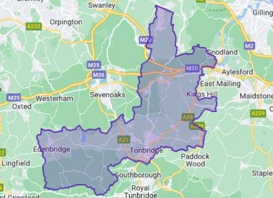 The new boundaries for the Tonbridge constituency. Picture: Parliament UK website