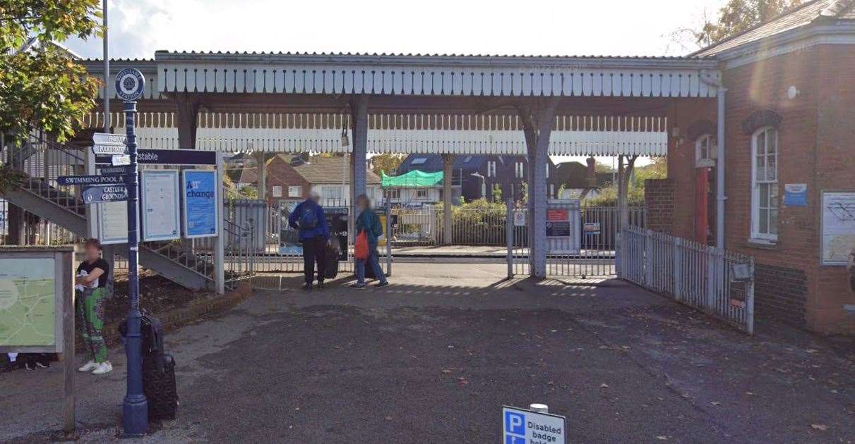 The new sign was quickly removed from Whitstable railway station. Picture: Google