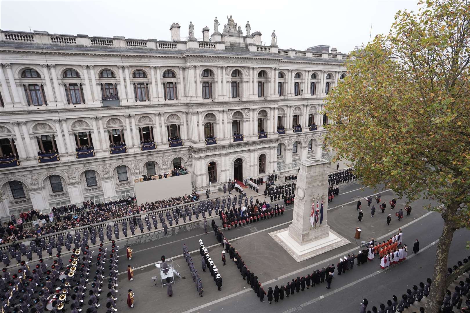 Members of the royal family led by the King attended the Remembrance Sunday service at the Cenotaph in London (Stefan Rousseau/PA)