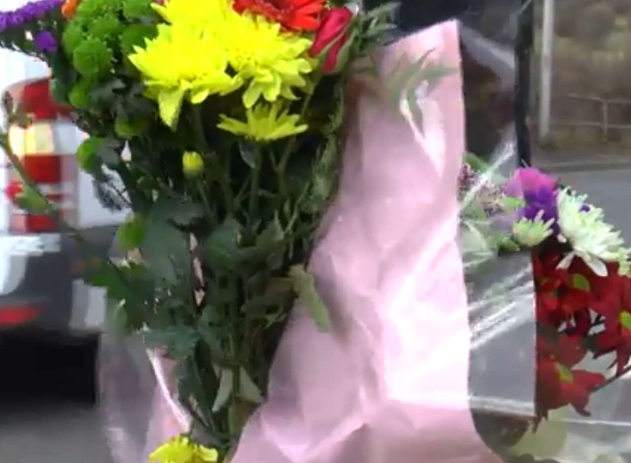 Floral tributes left at the scene