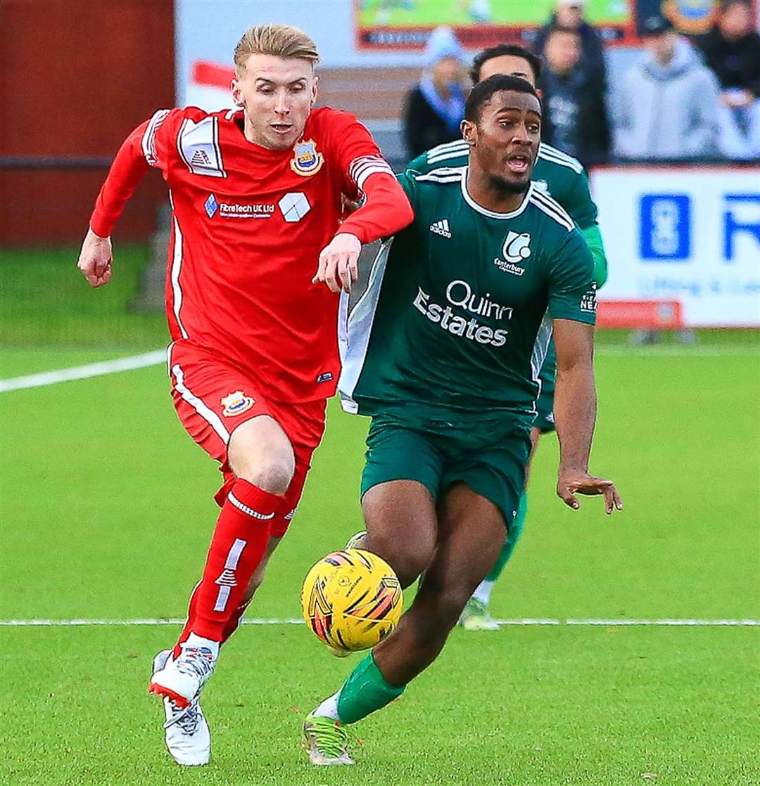 Harry Gamble tracks back for the hosts. Picture: Les Biggs