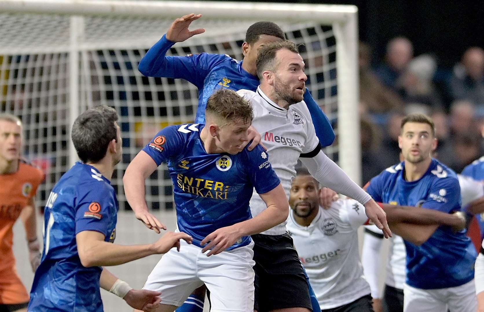 Dover manager Mitch Brundle this season in the thick of things on the field. Picture: Stuart Brock