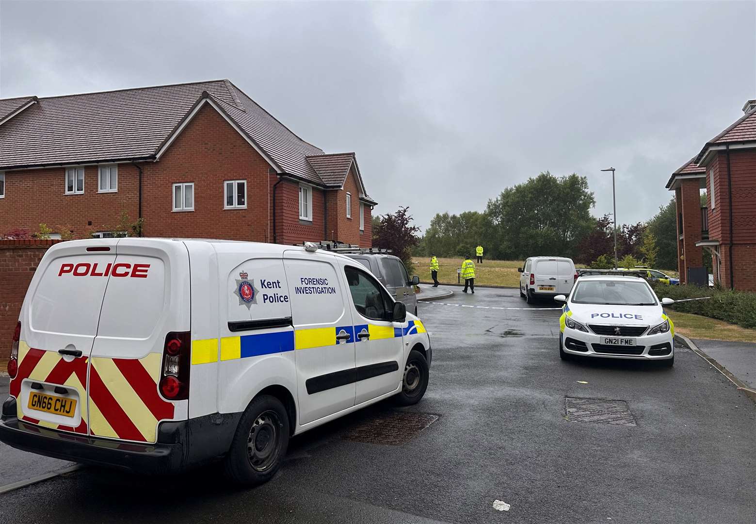 Police in Southfields Way, Harrietsham, after Jack Cadwallader was fatally stabbed