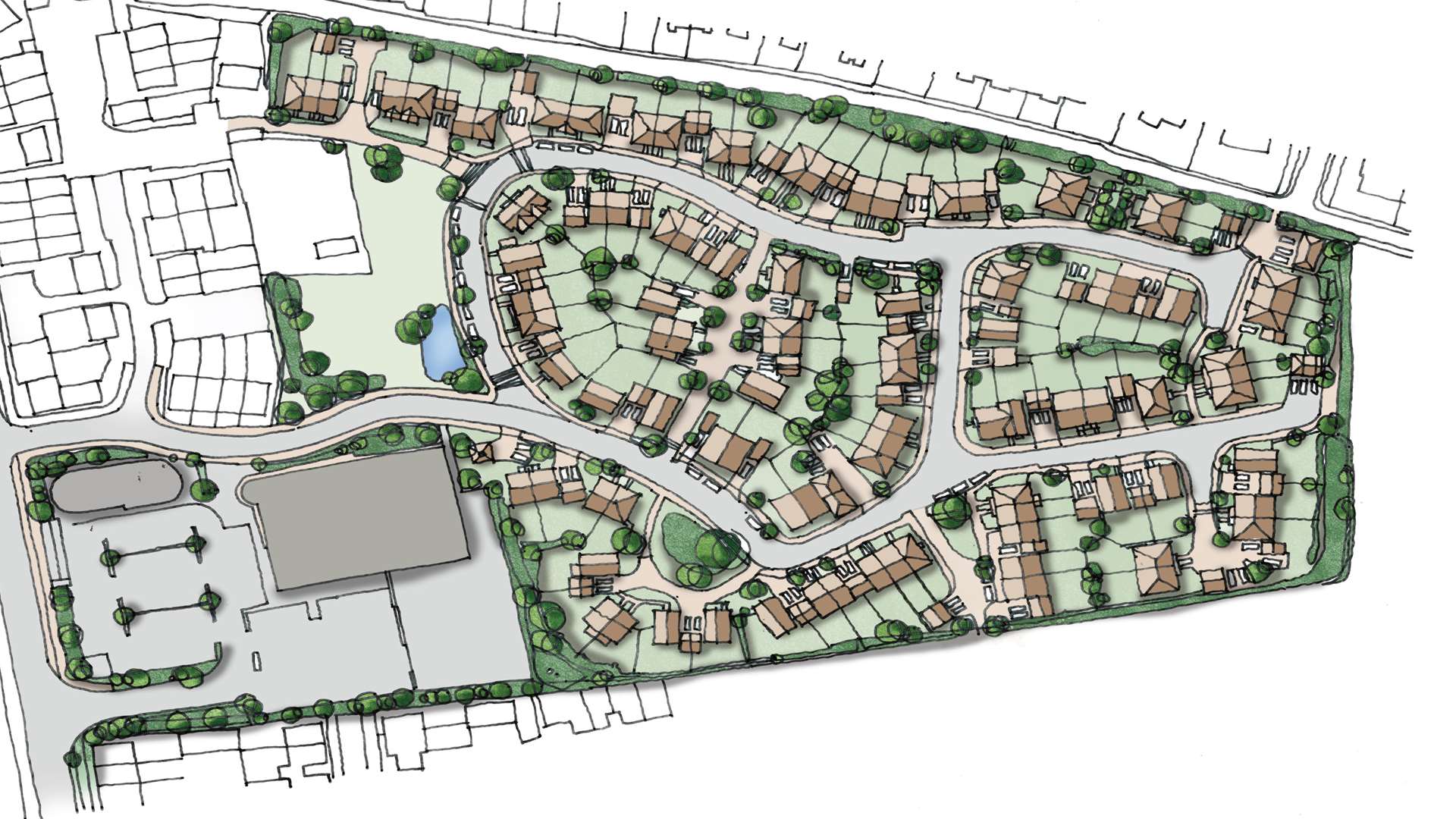 A layout of the 100 homes behind the supermarket