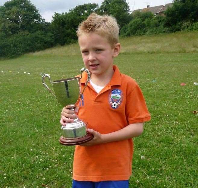 Dreams do come true! Harvey White as a youngster at Cuxton 91 - he made his Tottenham debut in the FA Cup against Marine