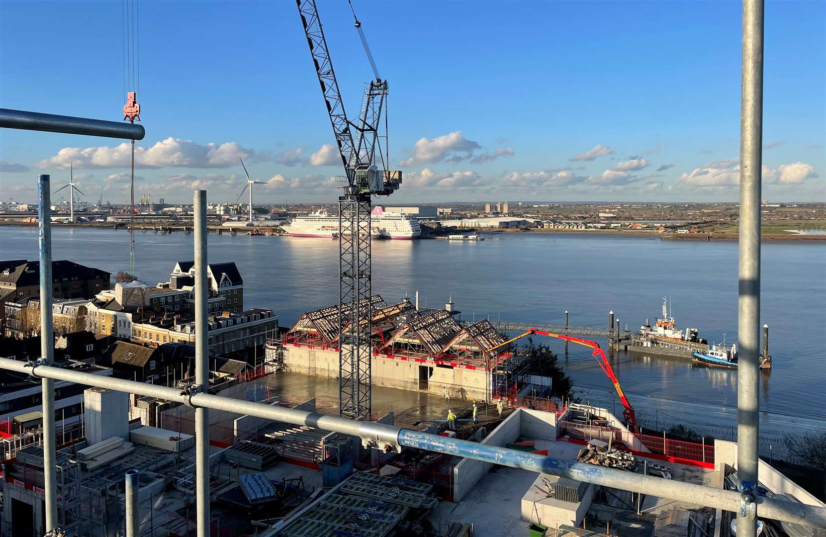 The view from one of the three buildings onto the top of the new multi-storey car park