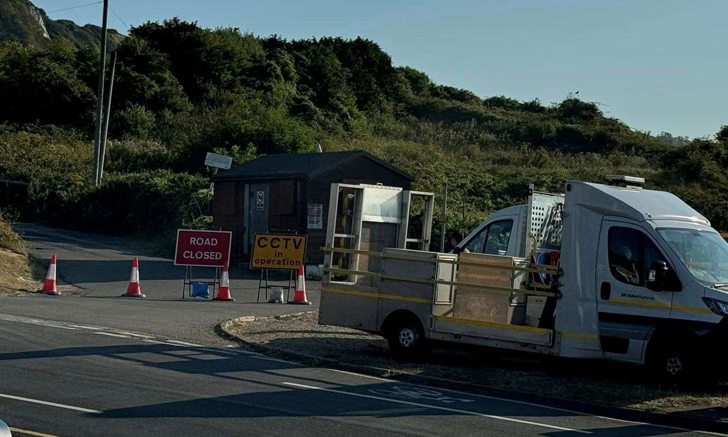 The Warren access road in Folkestone has been closed. Picture: Loretta Finch