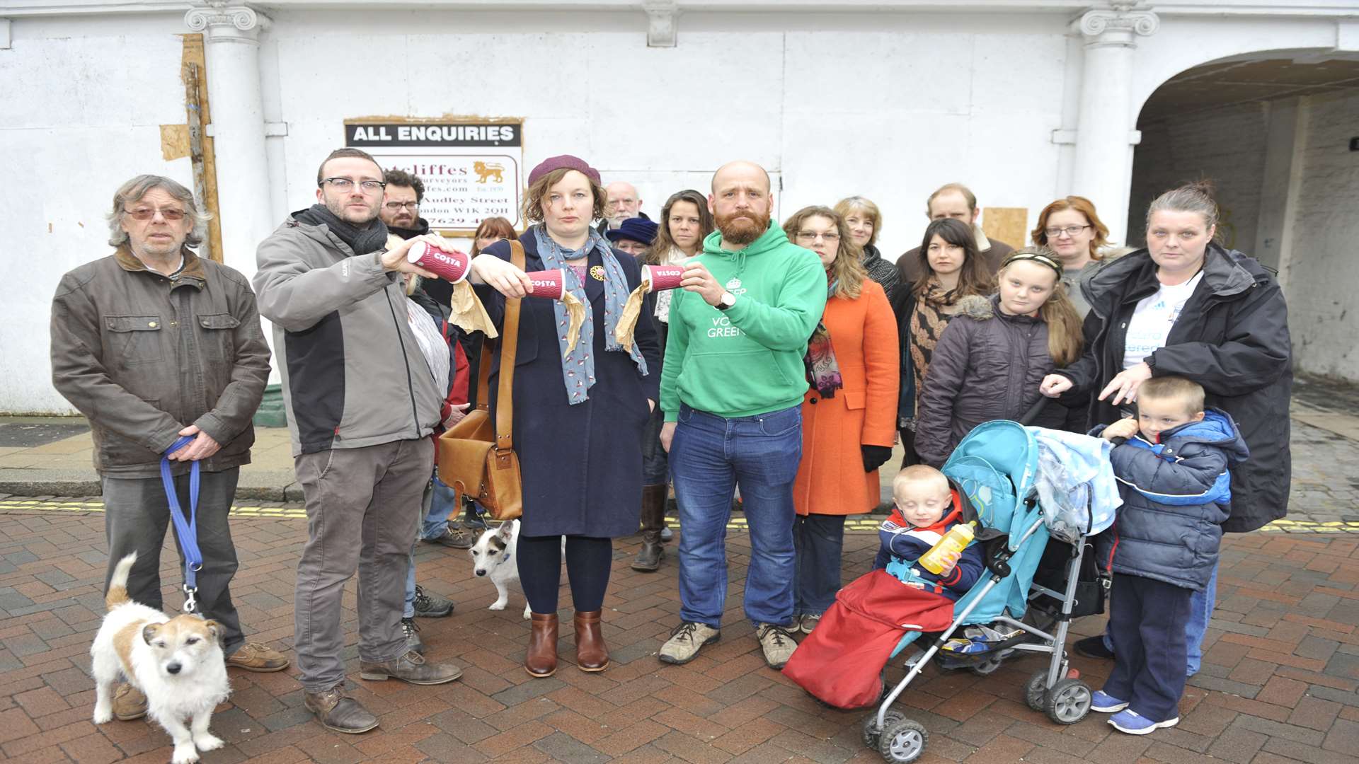 Protests last year against Costa moving into town centre spot.