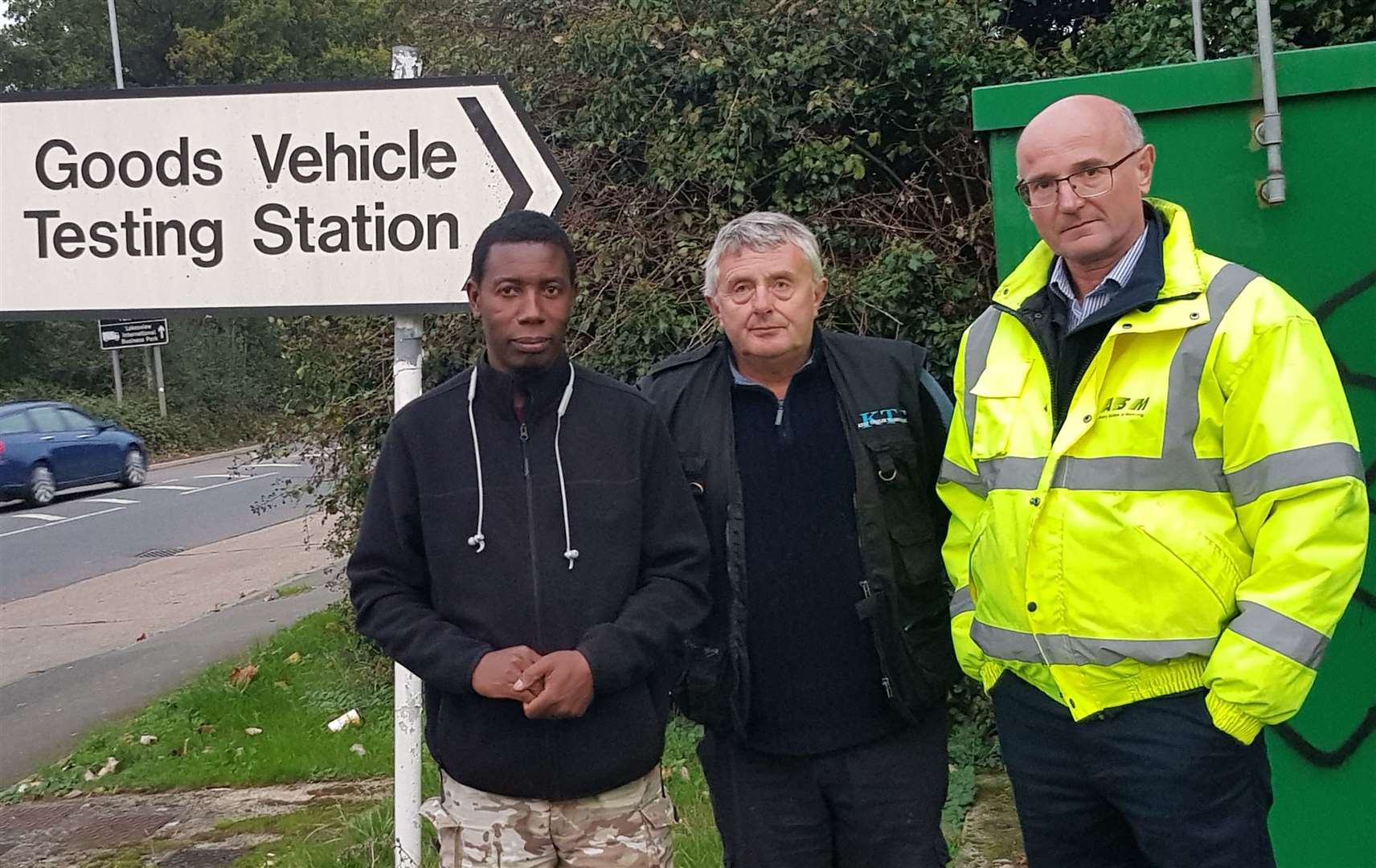 (L-R) Ellias Mugadza of Start 2 Drive LGV, Kim McGhee of Kent Trailer Training Ltd, Nigel Avery of Avery Driver Training