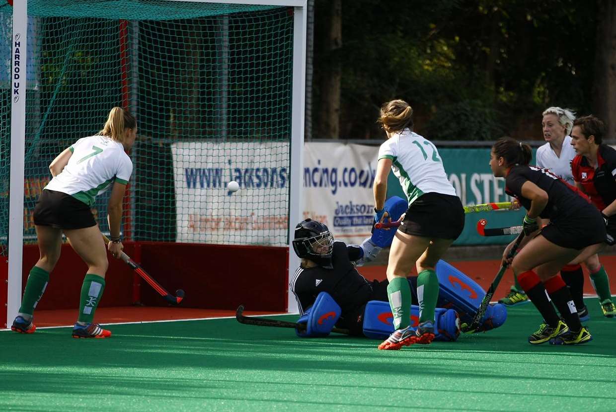 Dirkie Chamberlain fires in Canterbury Ladies' second goal against Bowdon Hightown on Saturday Picture: Matt Bristow