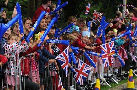 Crowds at the Olympic torch relay in Hythe