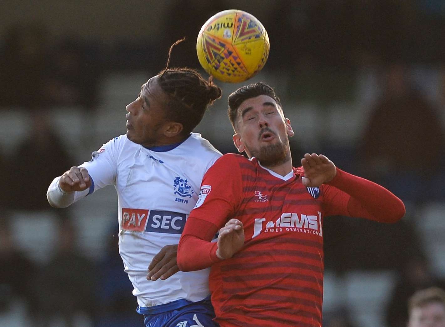 Conor Wilkinson does aerial battle with Neil Danns Picture: Ady Kerry