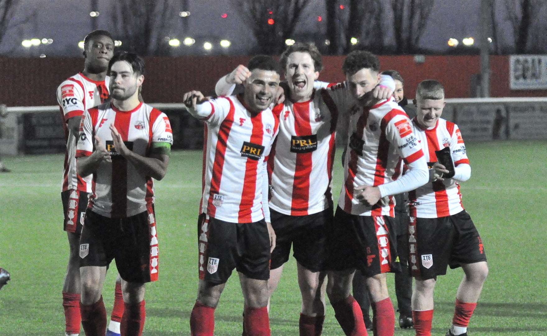 Sheppey celebrate after their 7-3 win over Littlehampton which moved them into the Isthmian South East play-offs. Picture: Paul Richards