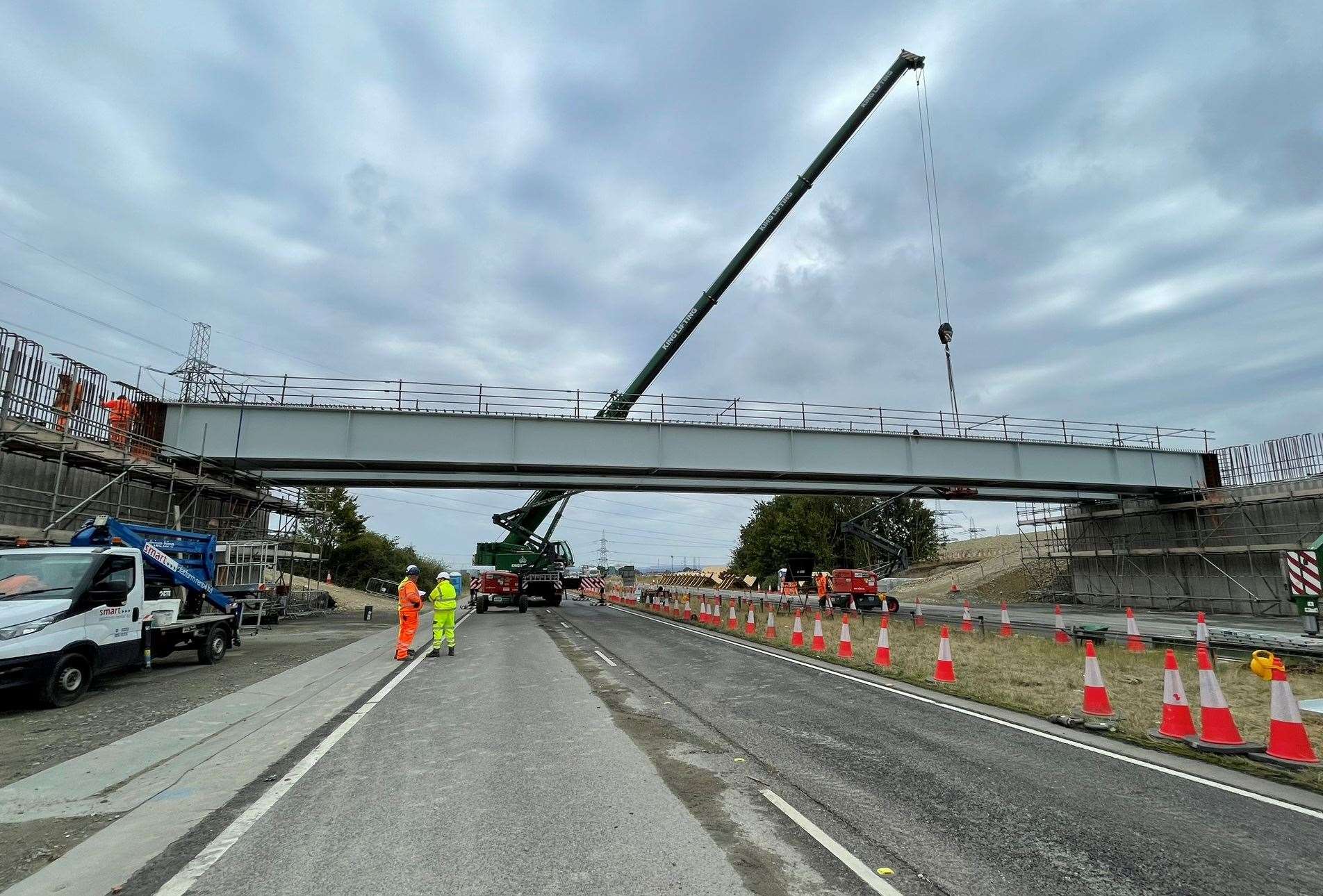 The view of the in-progress second bridge from the A249 Maidstone-bound carriageway. Picture: Joe Crossley