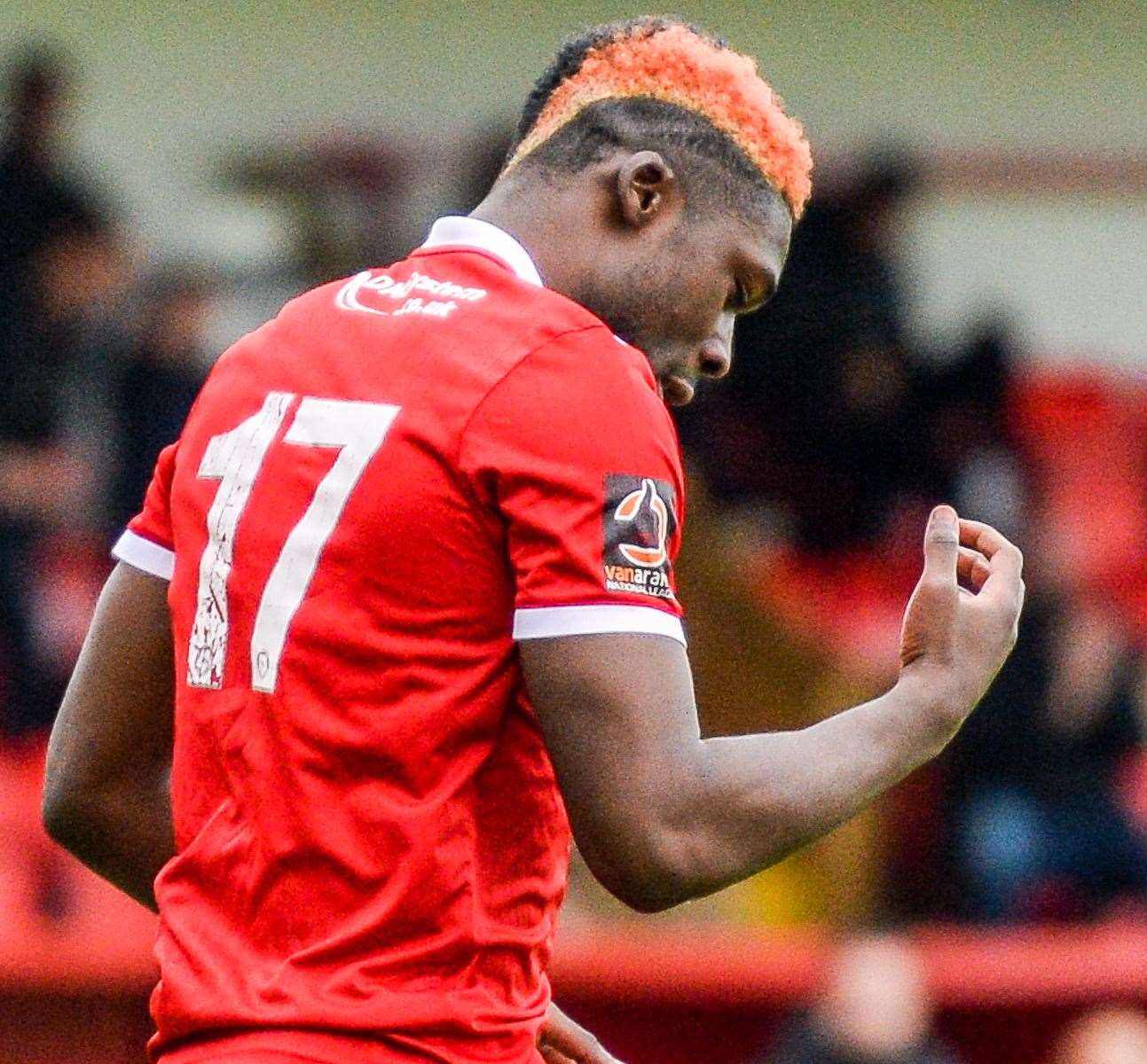 Josh Oyinsan celebrates scoring his first Welling goal. Picture: Dave Budden (18757090)