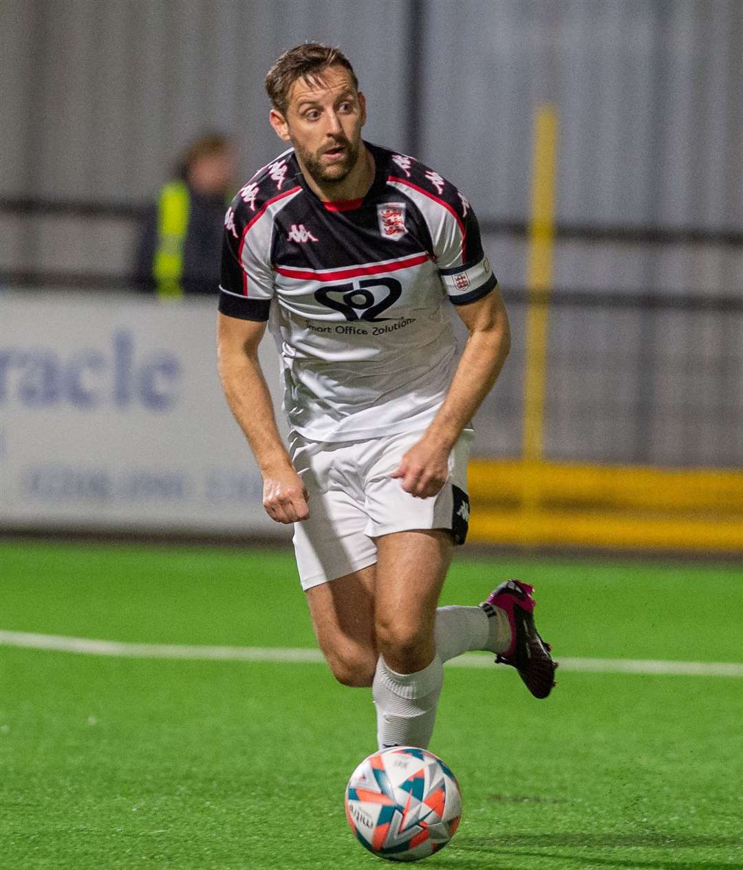 Faversham skipper Connor Essam – got a second-half leveller in their 2-2 draw at home to Tunbridge Wells last Saturday. Picture: Ian Scammell