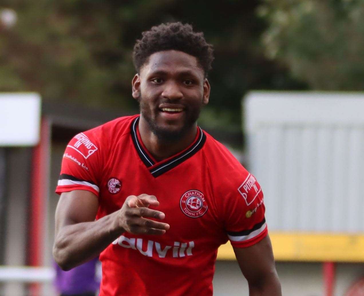 Forward Ashley Nzala - got the winning goal in Chatham’s 2-1 Isthmian Premier weekend victory against Haringey. Picture: Max English @max_ePhotos