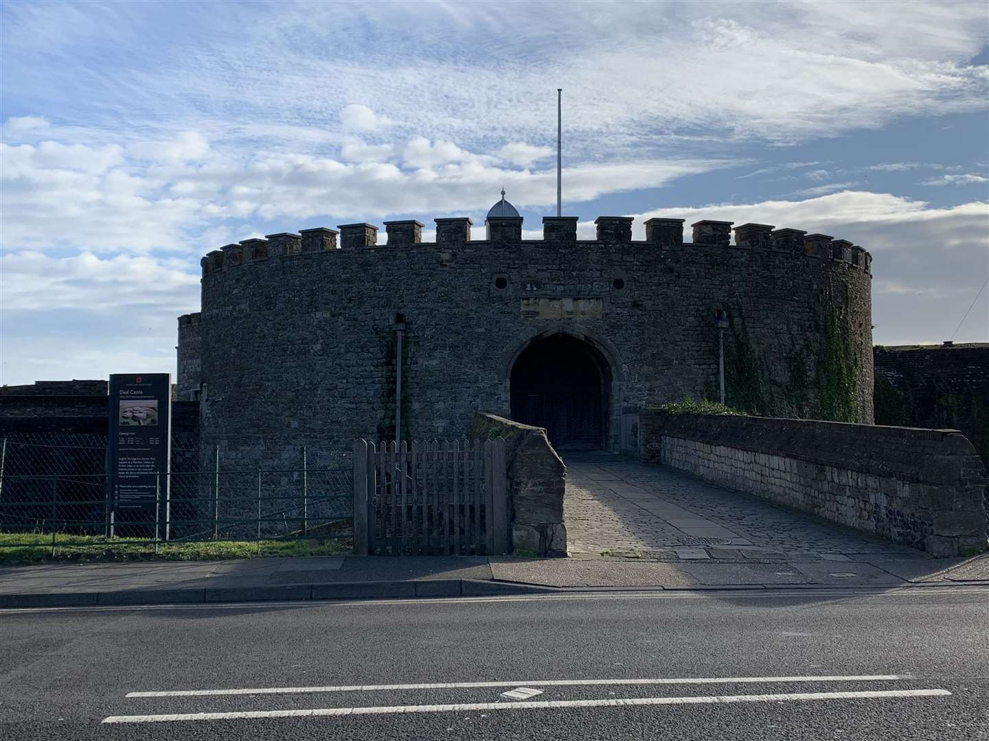 The proposed crossing is to the left hand side of Deal Castle after the junction with Gilford Road