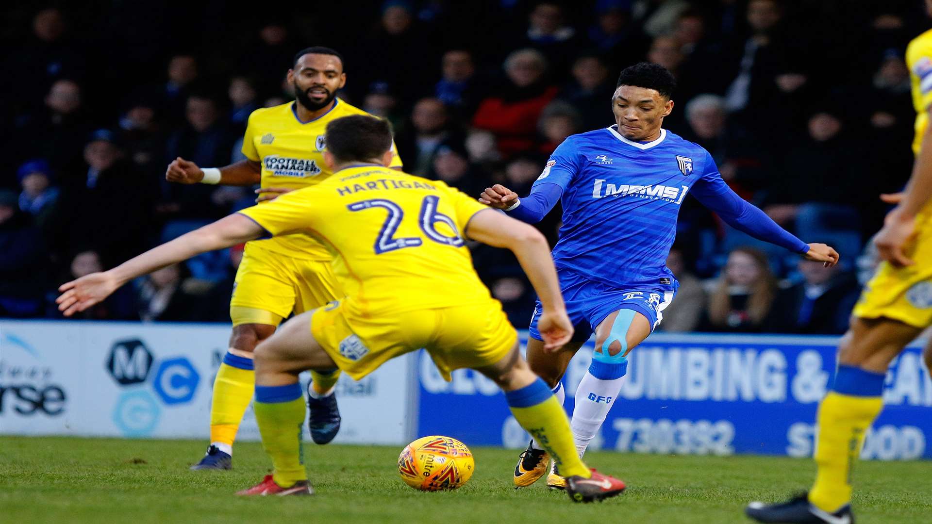 Sean Clare in action for Gillingham against Wimbledon Picture: Andy Jones