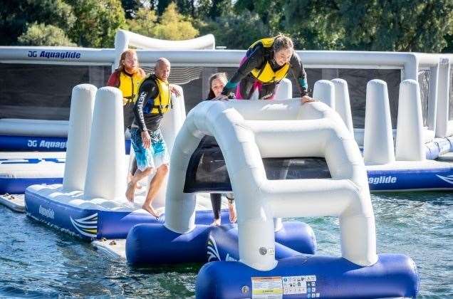 The aqua park at St Andrews Lakes in Halling, near Rochester is due to open on May 29. Picture: Aquaglide Aquaparks