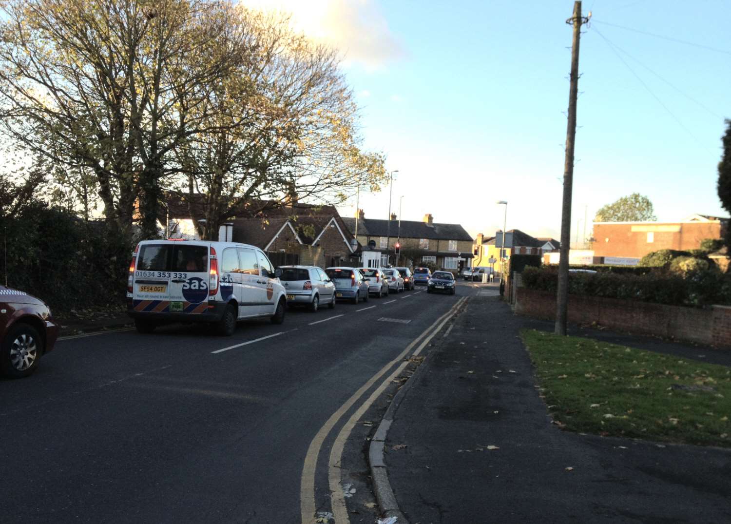 Traffic waiting to exit Boughton Lane