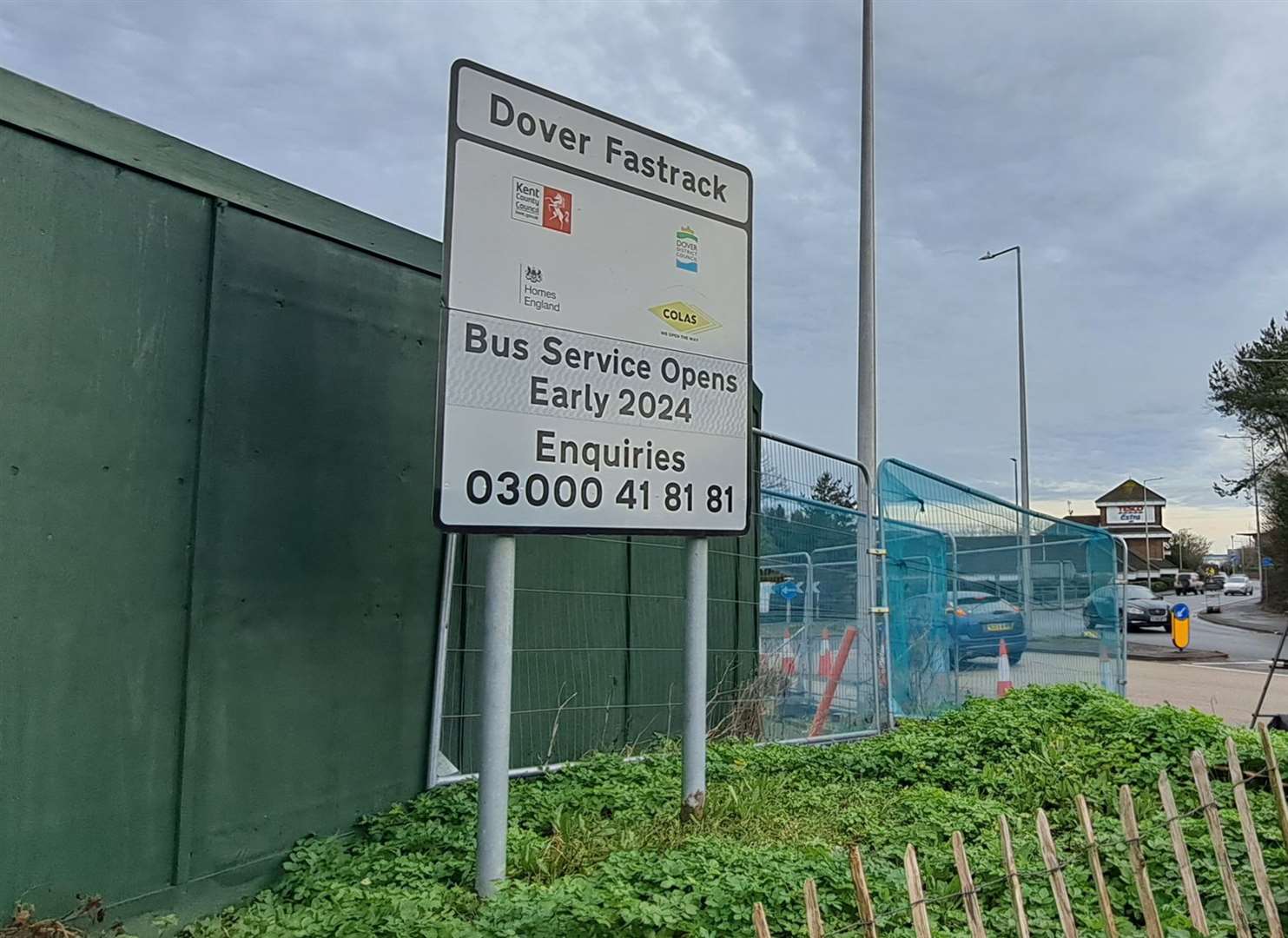 A sign at the Fastrack Whitfield works saying when the service was expected to start