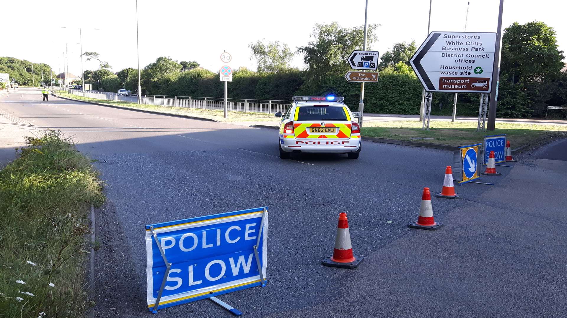 Man with a gun: A police cordon at Whitfield