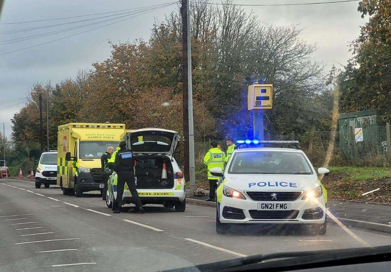 Police at the scene on the A2 London Road