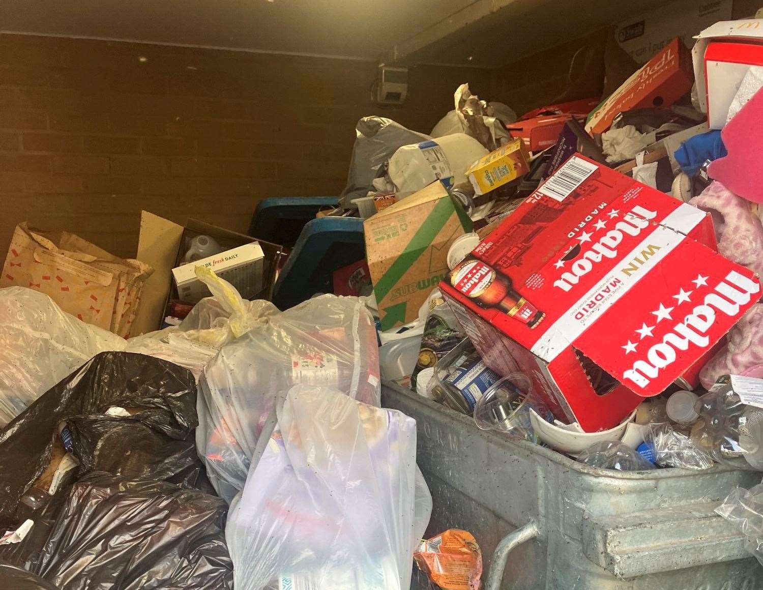 The rubbish in the bin store by Molly's flat at Hedley Walk, Church Street, in Sittingbourne. Picture: Sarah Barnes