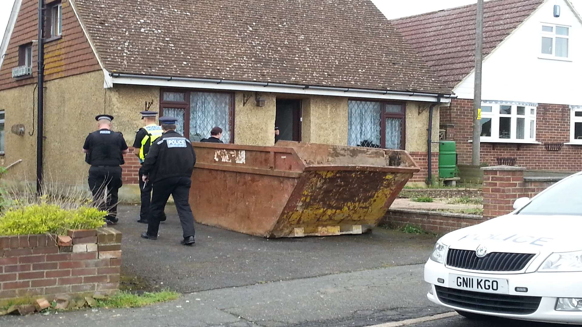 Officers at the Detling property after suspected drugs were found