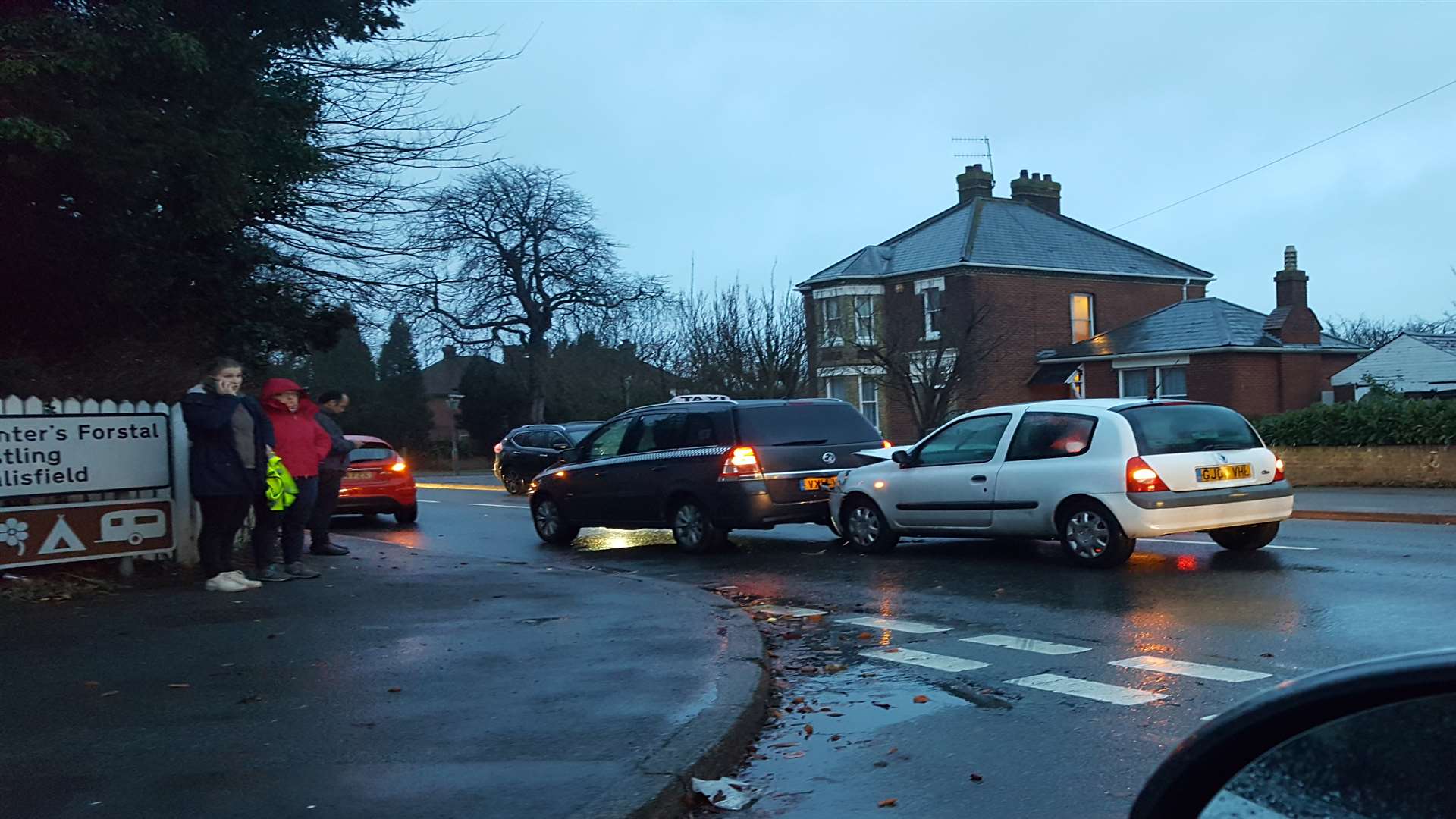 London Road, Faversham, is partially blocked following a two car collision.