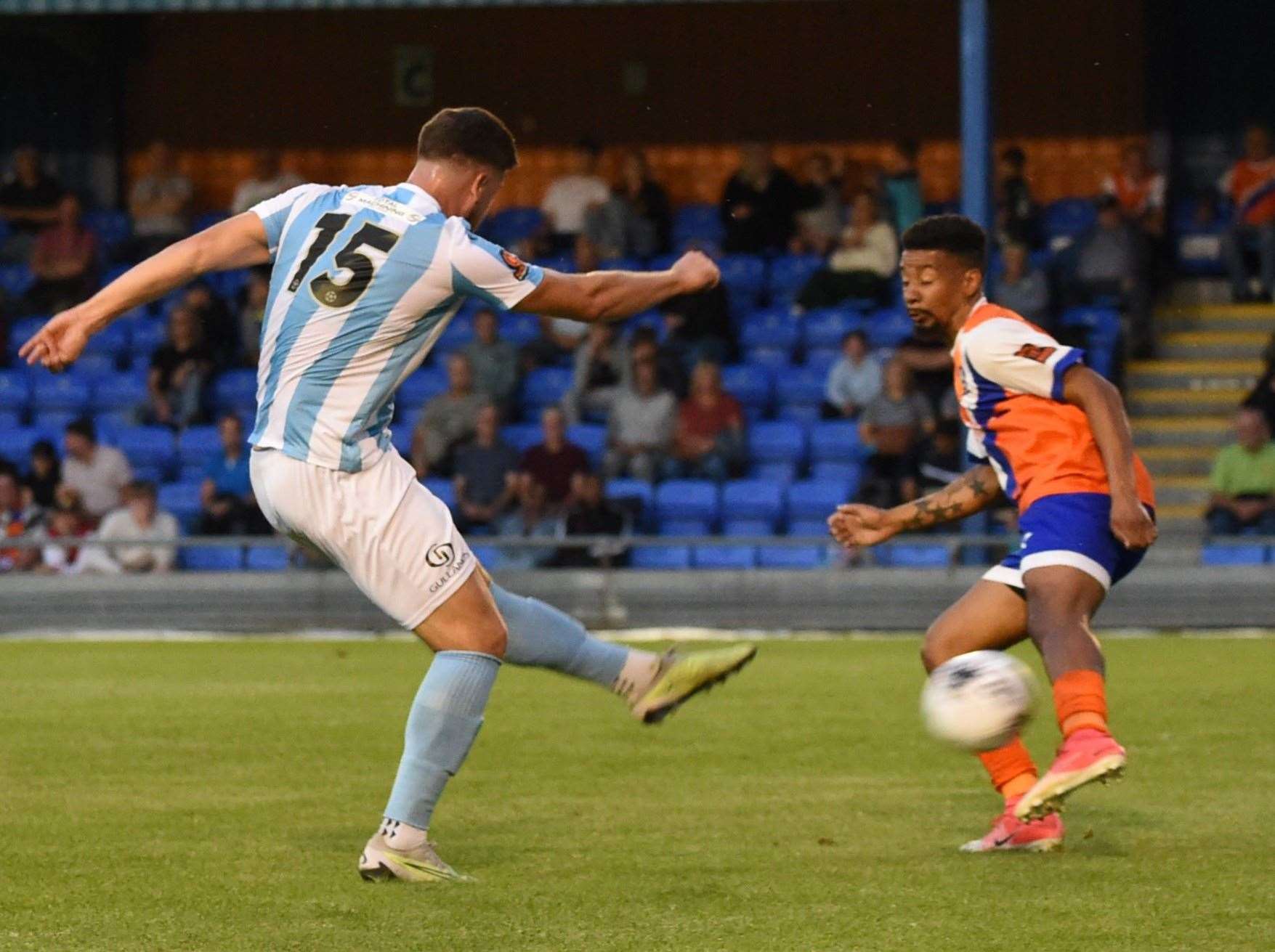 Sam Bone scores for Maidstone at Braintree Picture Steve Terrell