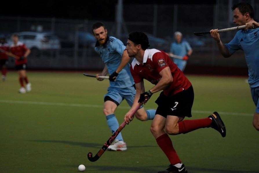 Phil Roper driving forward for Holcombe on a night where he scored twice against Reading in the Premier Division Picture: Theresa Field