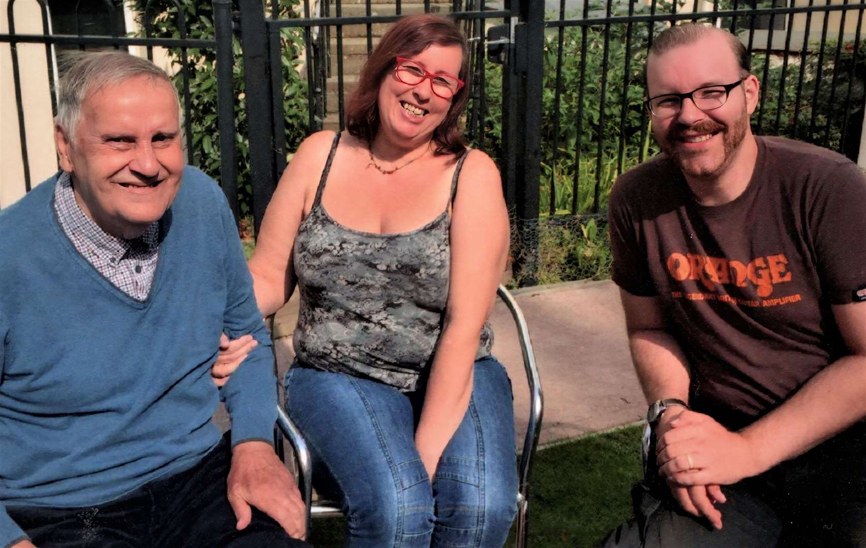 Sharon and her husband, pictured with her dad Brian Parker, left. Picture: Sharon Daltrey