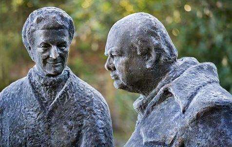 Winston and Clementine Churchill are in the grounds at Chartwell